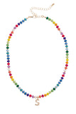 Ruthie Rainbow Beaded Mini Initial Necklace