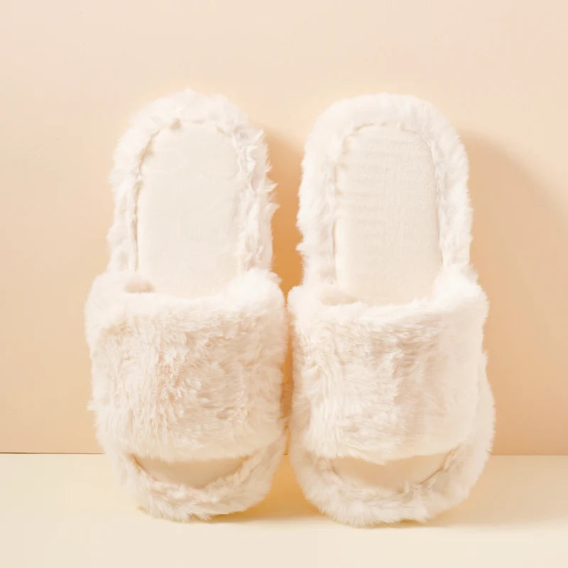 Plush Faux Fur Slide Slippers