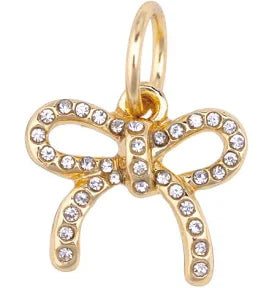 Pave Bow Charm in Shiny Gold