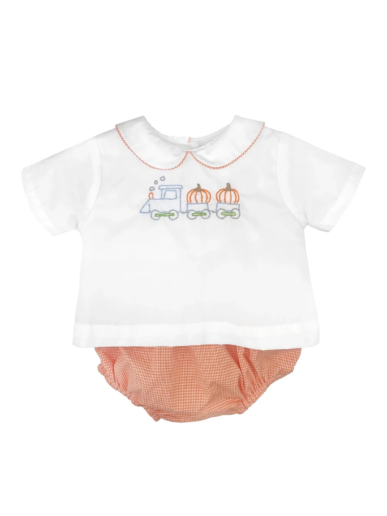 Pumpkin Train Embroidered Diaper Set