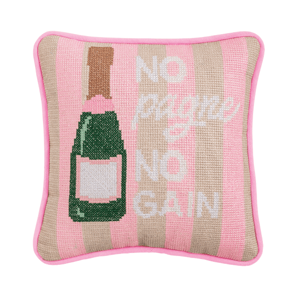 Champagne Needlepoint Mini Pillow
