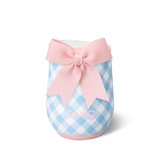 Gingham Stemless Wine Cup 12 oz