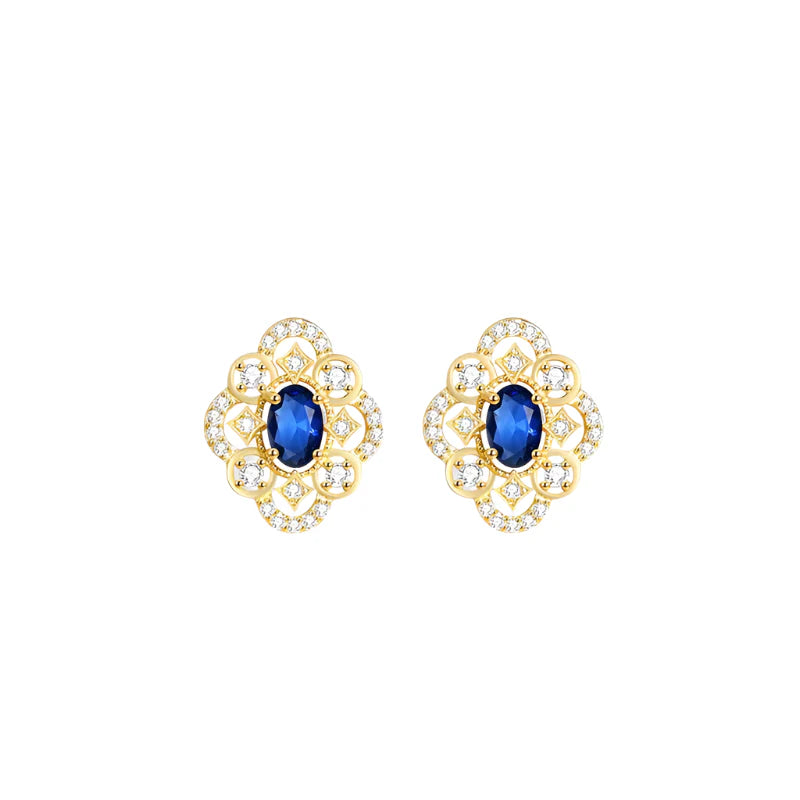 Aubrey Adele Gold earrings with blue gemstones