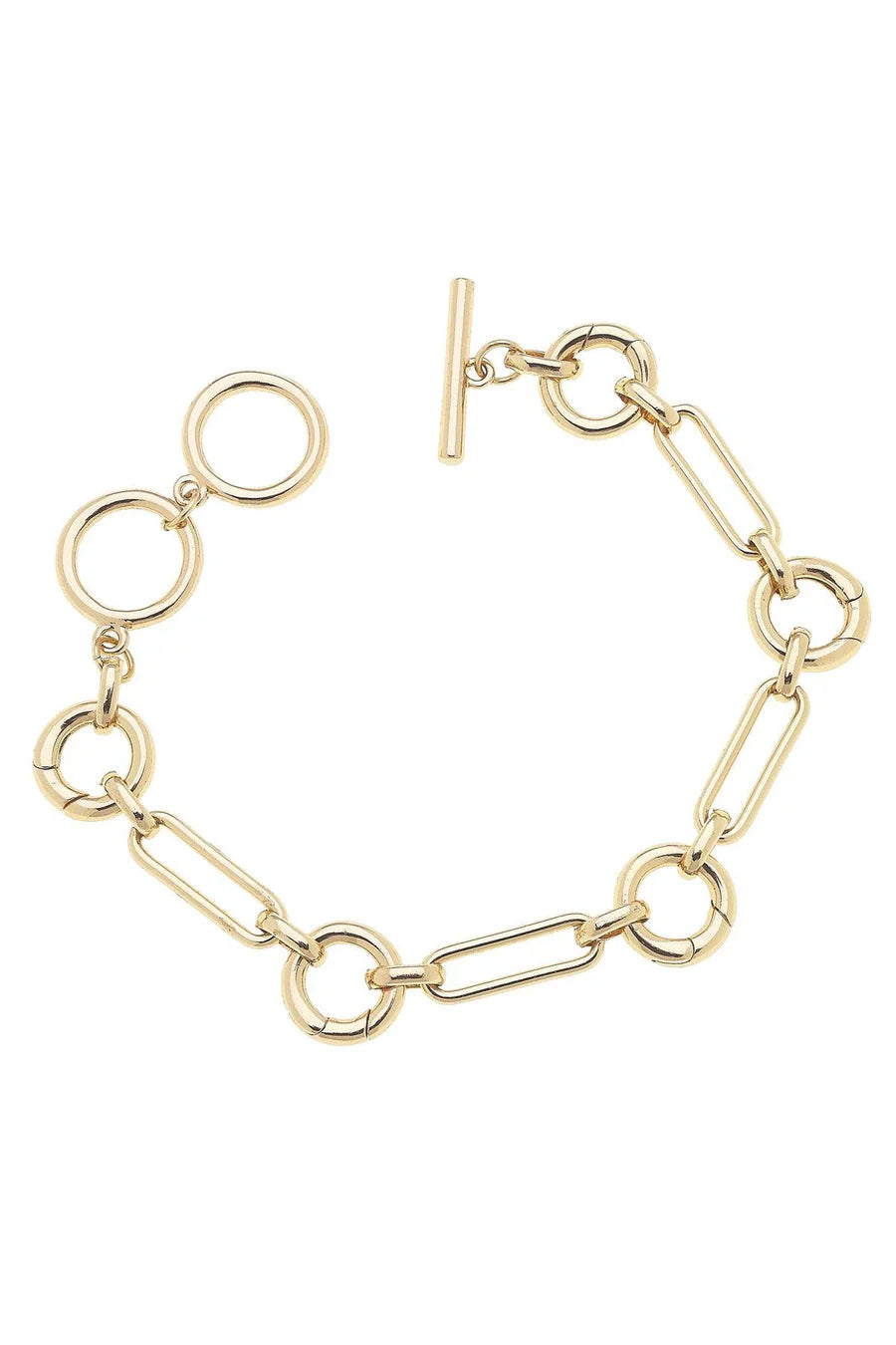 Gold chain charm bracelet with a clasp