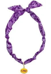 Purple bandana scarf necklace with an LSU charm