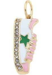 Star Sneaker Charm in White & Light Pink