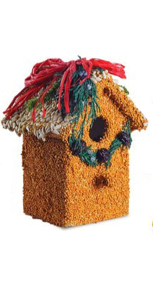 Decorative birdhouse with colorful roof