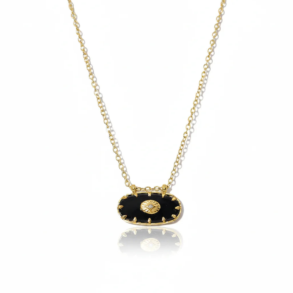 Aubrey Adele Midnight Onyx Sunburst Necklace
