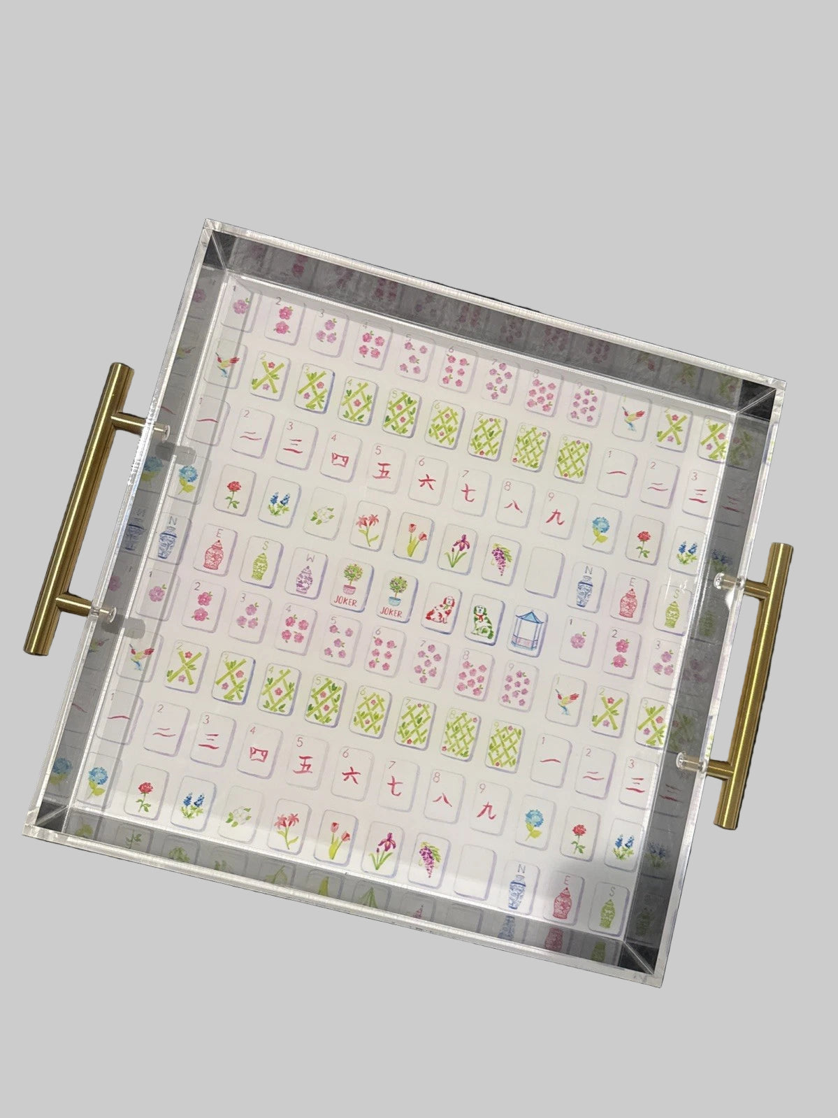 Oh My Mahjong Acrylic Tray With Gold Handles
