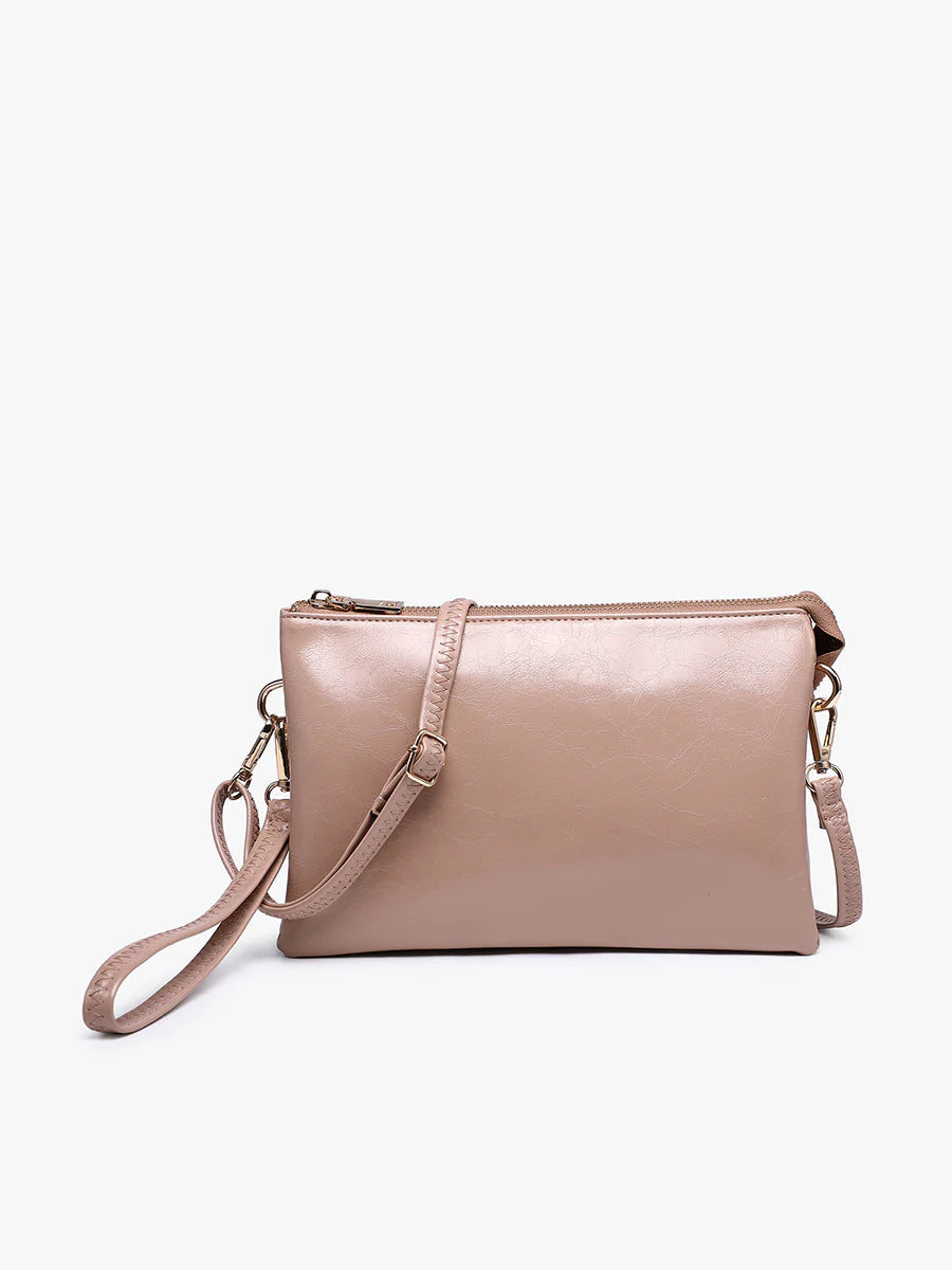 Izzy Vegan Crinkle Gloss Crossbody Khaki