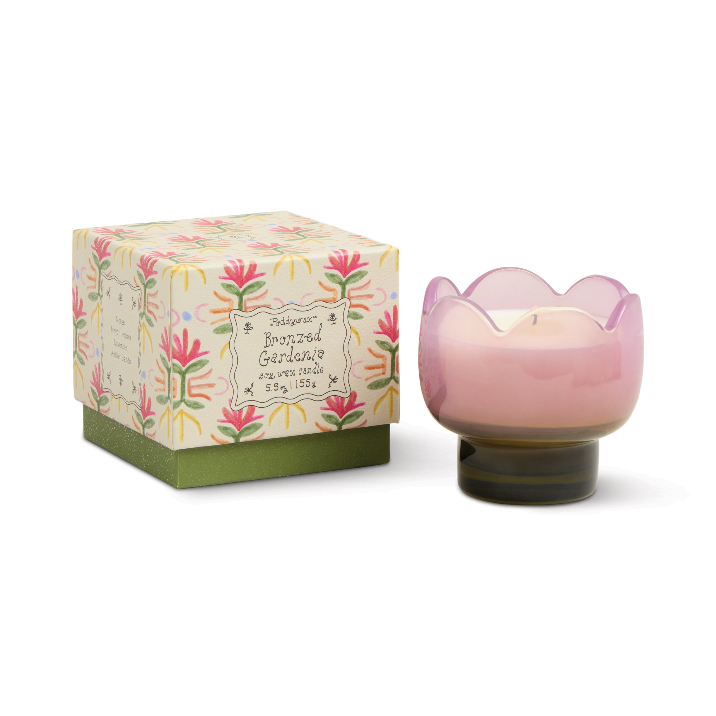 Lavender Tulip Glass Candle - Bronzed Gardenia