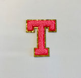 Hot Pink Chenille Alphabet Patch 2.5"