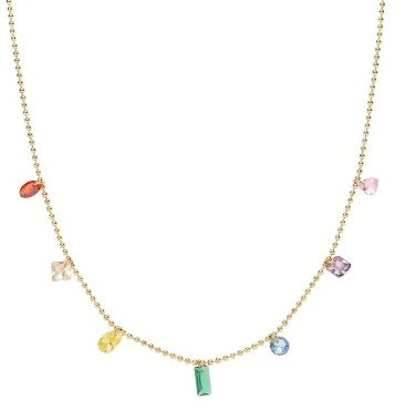 Aubrey Adele Drilled Multi Gemstone Necklace