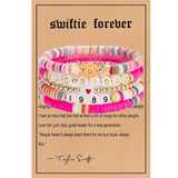 Taylor Swift Bracelet Set Colorful Beads Friendship Bracelet - 1989 Multi Pink