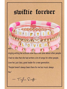 Taylor Swift Bracelet Set Colorful Beads Friendship Bracelet - Lover Pink