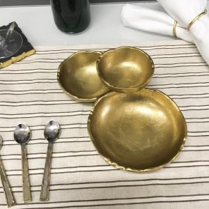 Gold Gilded Clustered Set Of 3 Textured Bowls