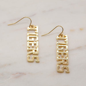 Tigers Varsity Earrings in Gold