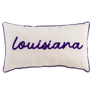 Louisiana Embroidered Pillow in Purple