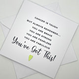 Cancer Is Tough Card. Cancer Card. Chemo Support Card