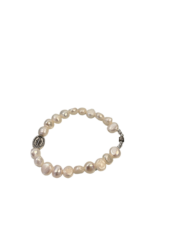 Soul Designs Virgin Mary Pearl Strung Bracelet