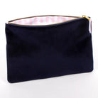 Velvet Flat Zip Pouch, Large - Navy