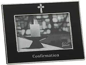 Confirmation Black Frame with Cross - 4x6