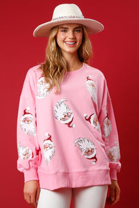 Pink Sequin Santa Sweatshirt
