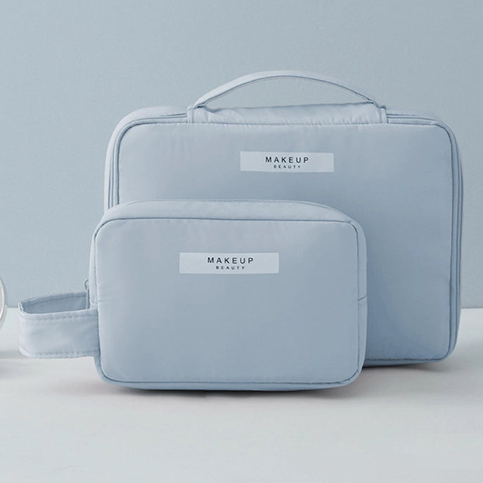 Set of 2 Blue Portable Cosmetic Bags