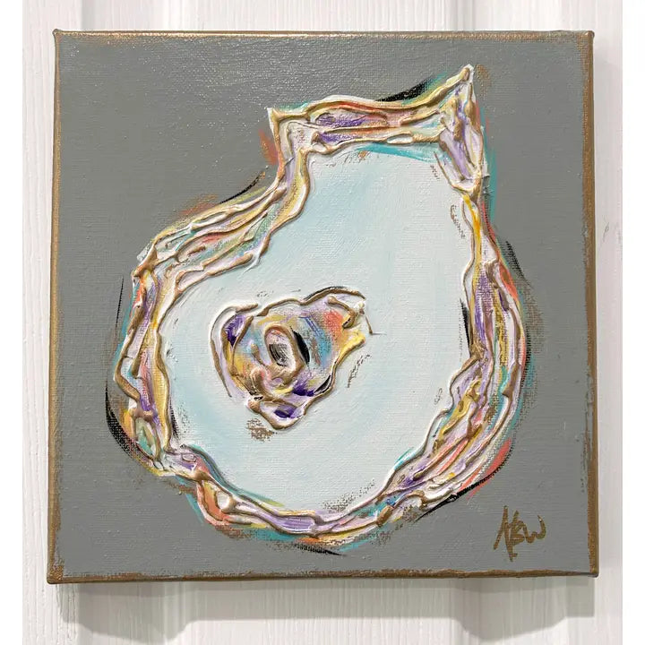 Oyster Canvas Art Textured Painted Coastal Beach Tropical
