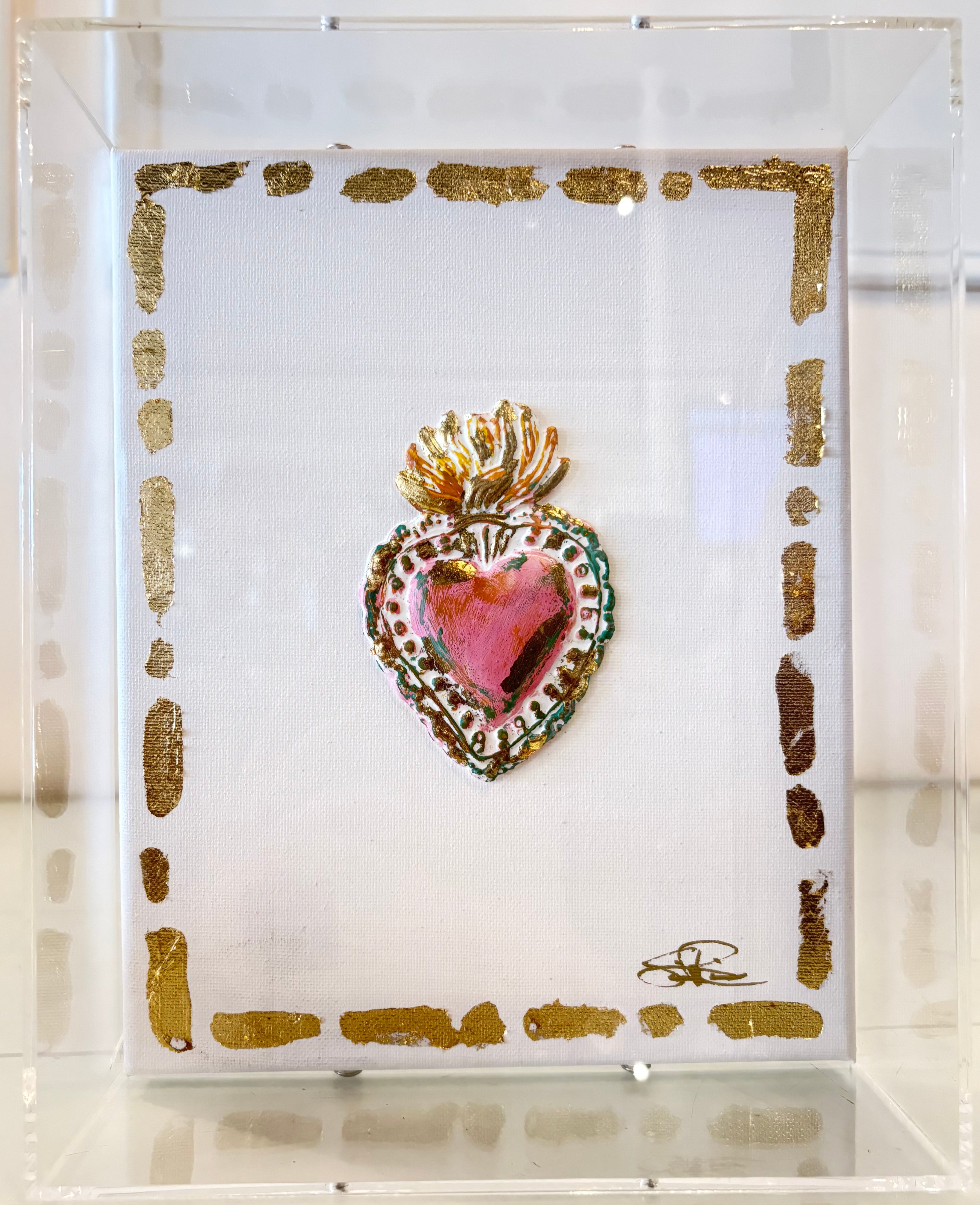 Pink. Green, & Gold Sacred Heart-Clear