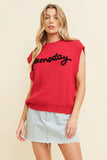 Game Day Sleeveless Sweater - Red