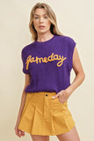 Game Day Sleeveless Sweater - Purple