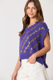 Purple Game Day Sequins V-Neck Sweater