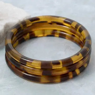 3 pc Tortoise Shell Bangle Bracelet Set