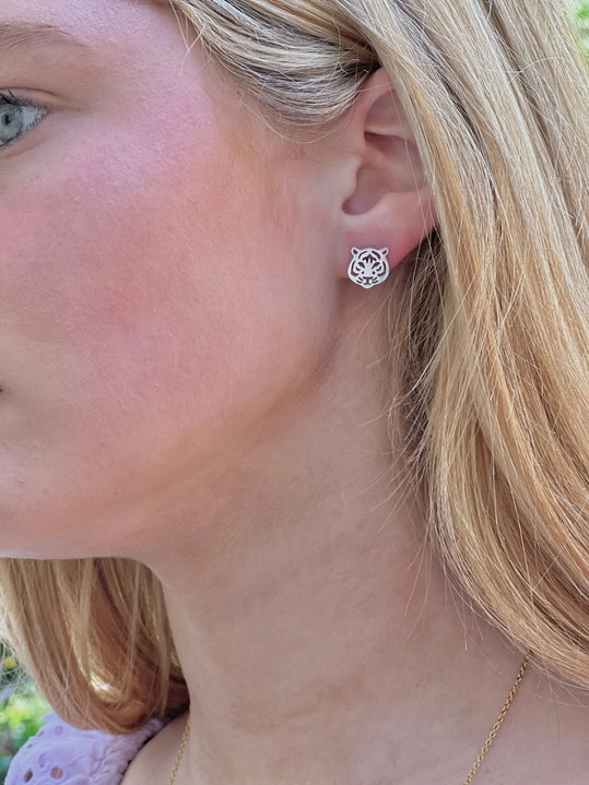 Tiger Earring Silver Studs