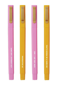 Set Of Novelty Pens - Pink & Orange