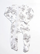 Grey Toile Ruffle Infant Footie