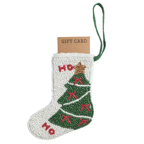Christmas Tree Beaded Stocking Ornament