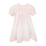 Pink Dress With Heart Smocking & Pearls