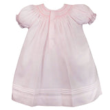 Pink Dress With Heart Smocking & Pearls