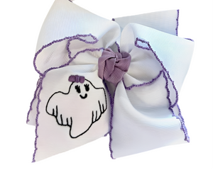 Embroidered Ghost Bow - Purple
