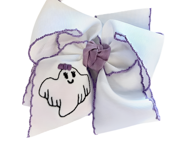 Embroidered Ghost Bow - Purple