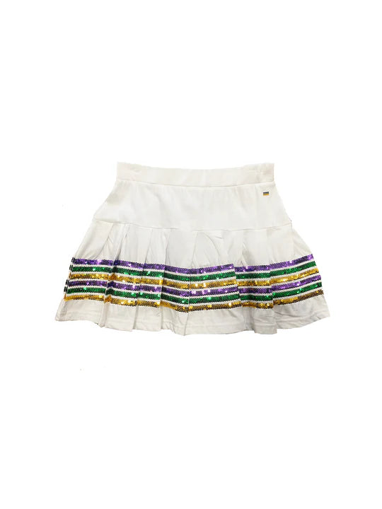 White Sequin Youth Skort