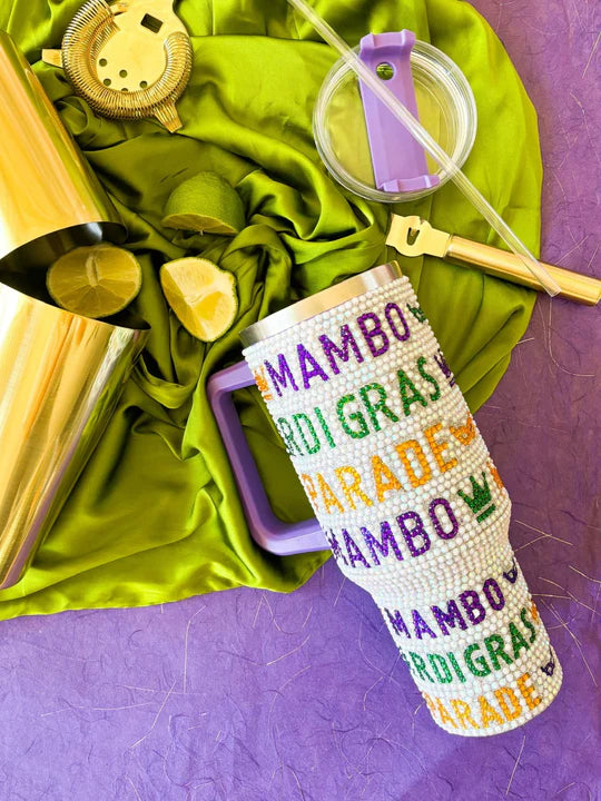 Mardi Gras Rhinestone Tumbler