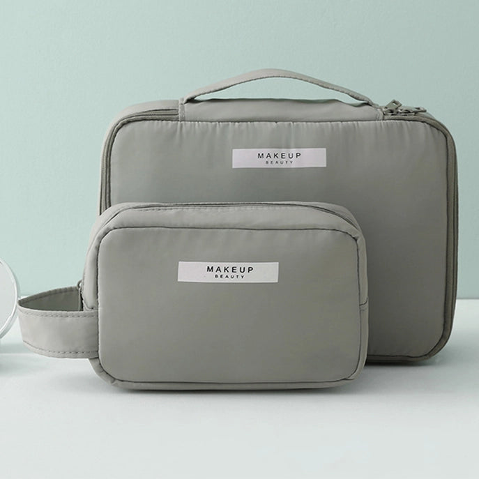 2 pc set Gray Portable Cosmetic Bags