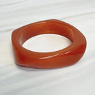 Modern Retro Sculpted Square Resin Bangle - Terracotta Clay