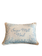Sugar Mill Pond Crane Toile Pillow - Blue & White