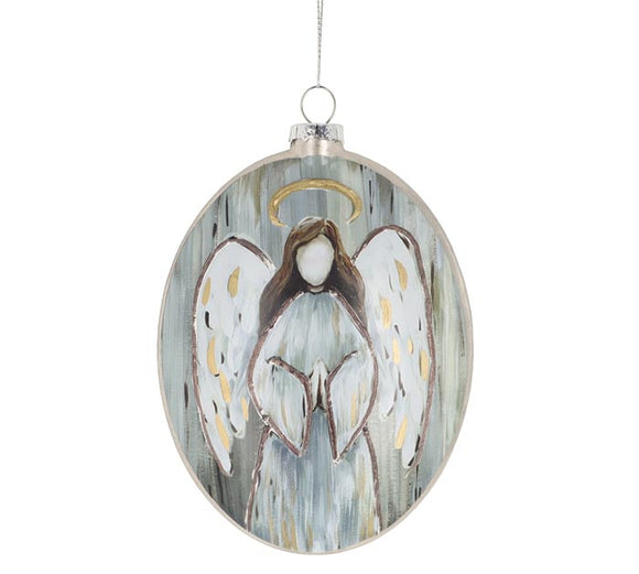 Oval Glass Angel Ornament