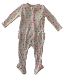 2 Way Ruffle Back Zipper Footie - Strawberry Swiss Dot