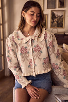 Floral Patterned Coquette Sweater Cardigan
